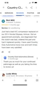 Testimonials for Country Club Automotive published by Collector Car Guide